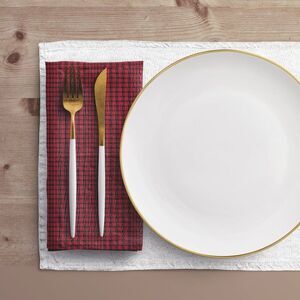 NWT Porter Anna- Red & Black Cotton Napkin 4-set, Tweed